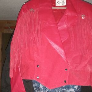 Scully Women's Vibrant Red Leather Jacket with Fringe